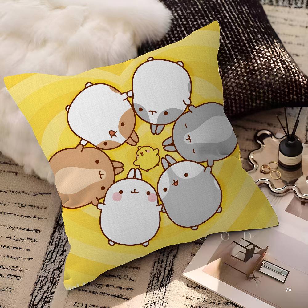 Cartoon Cute M-Molang Maple Design Cushion Cover Happy Autumn Harvest decor Holiday Decorati Pillow Cover