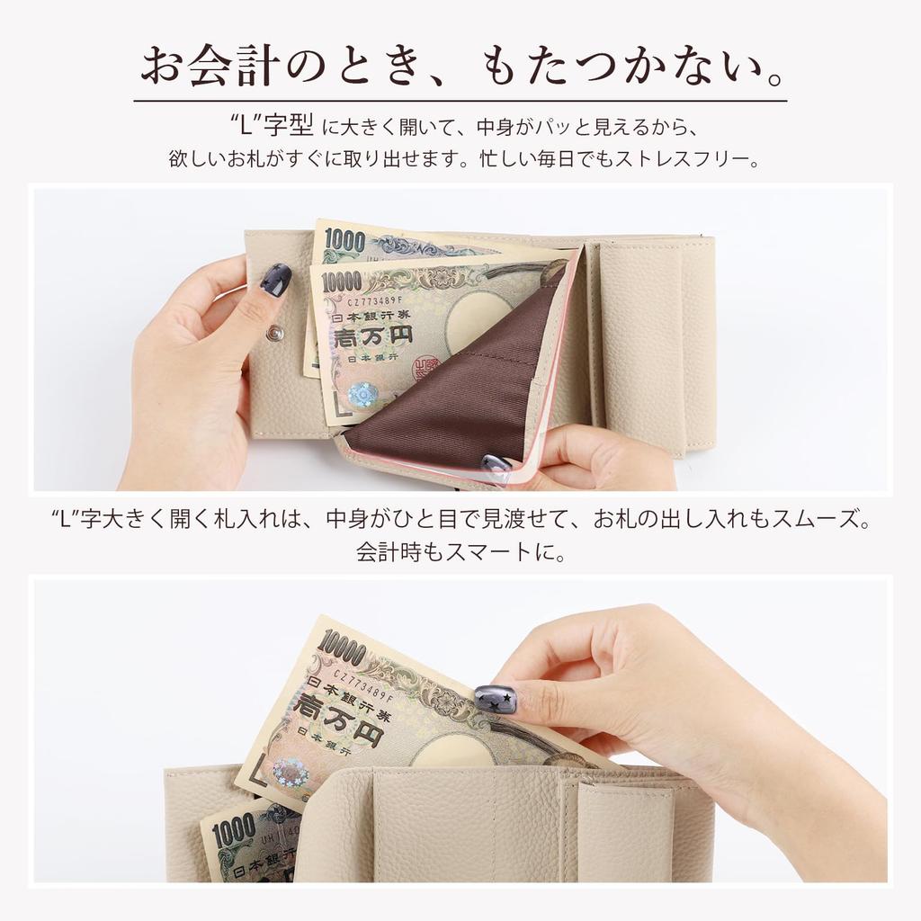 [imeetu] Mini Tri-fold Wallet, Small Travel Wallet for Men and Women, Genuine Leather with Coin Purse, Lightweight, Compact, and Easy to Use (Black)