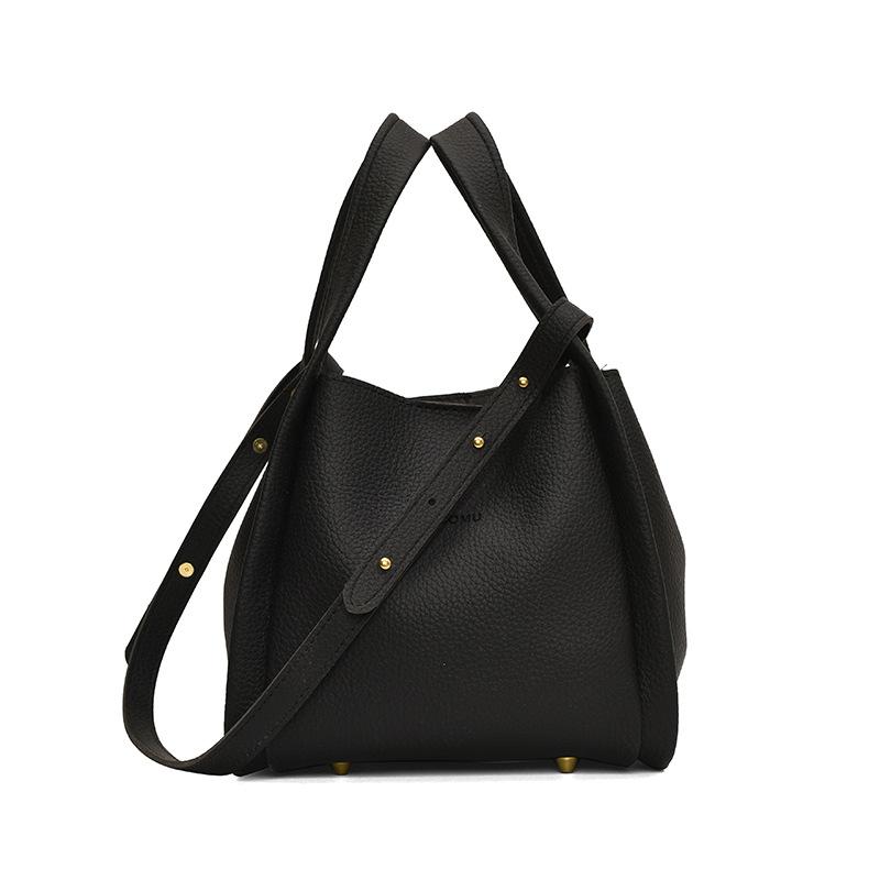 

Мягкая кожа премиум класса, переносная сумка для овощей, большая вместимость, сумка для матери и ребенка, сумка-ведро через плечо, маленькая женская сумка 22*14*20 чёрный