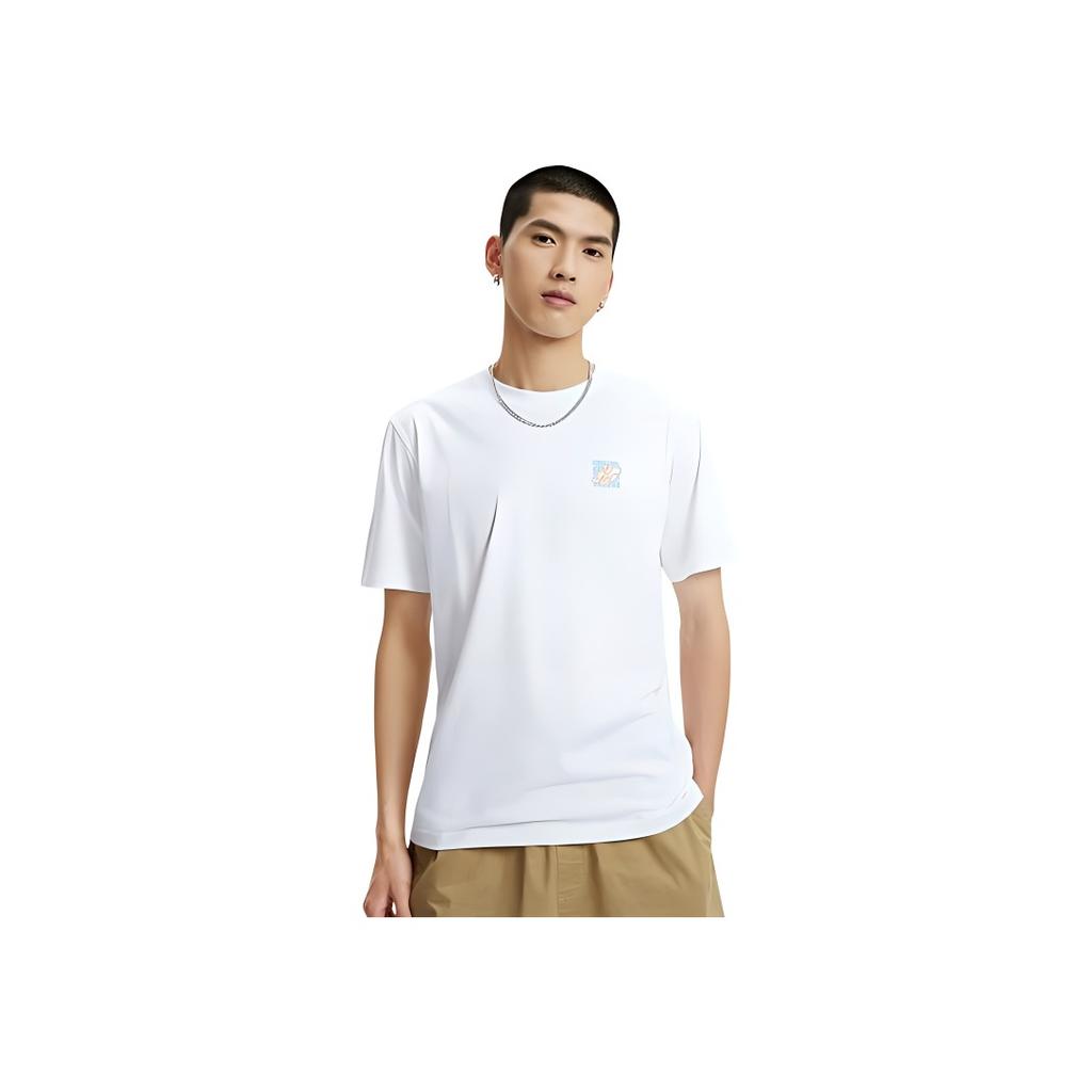 Li Ning Sports Fashion Series Printed Crew Neck Pullover T-Shirt Men Tops White AHSRA45-1