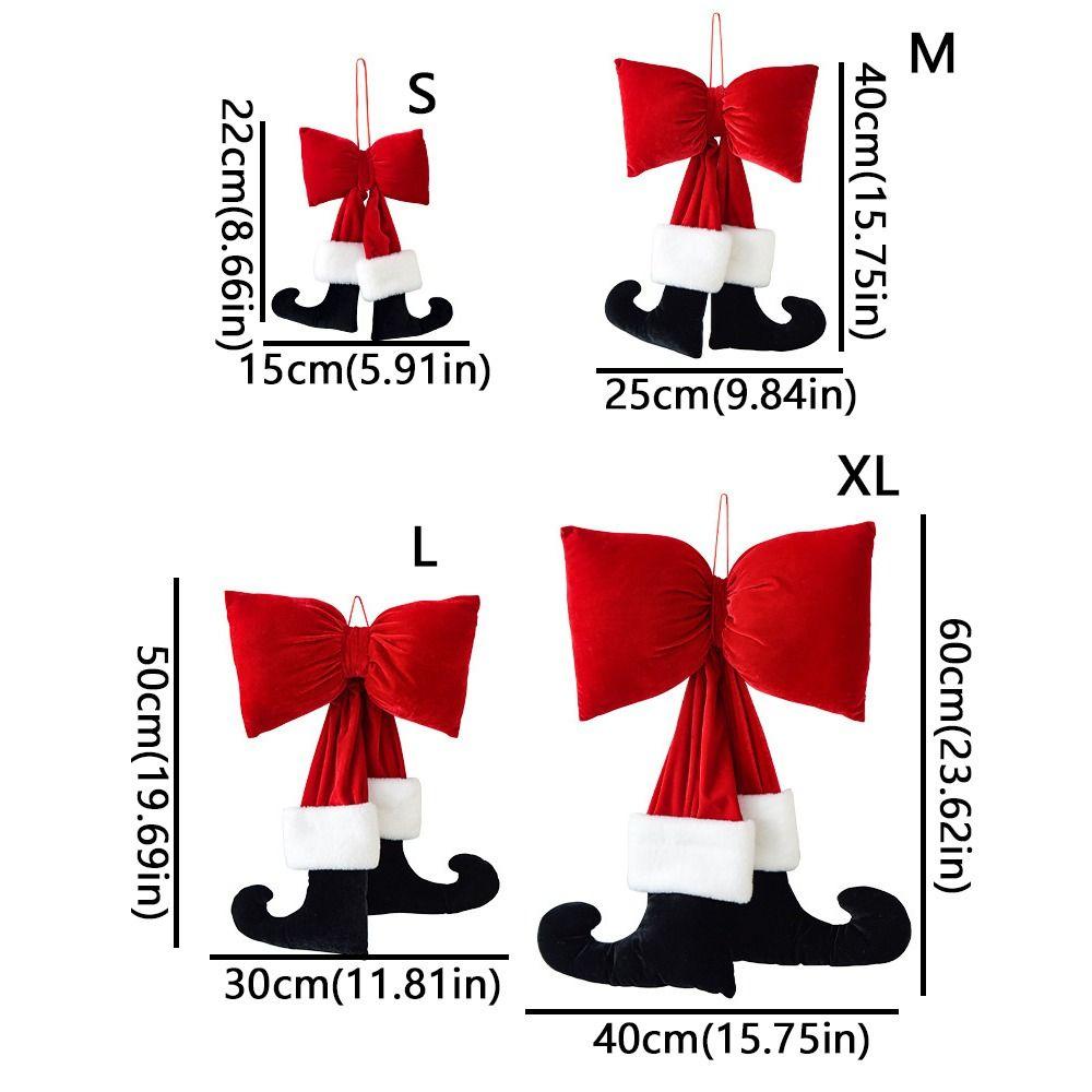 DIY Decorations Bow Hanging Ornaments Red Velvet Bow Knot Christmas Bowknot Pendant  New Year Party