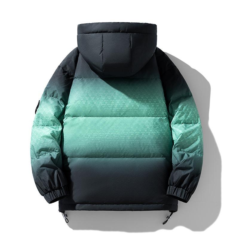 Gradual Change Color Loose Casual Fashion Trendy Versatile Winter New Men's and Women's Hooded White Duck Down Jacket