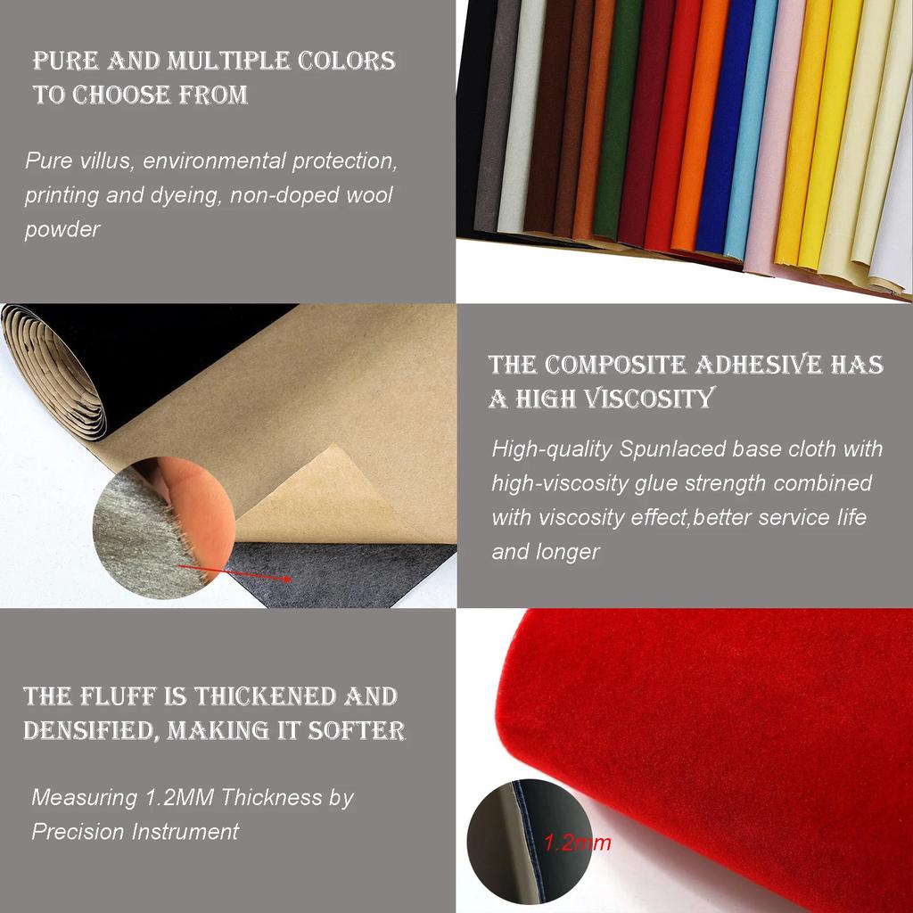 1/2/3 Roll Self-Adhesive Velvet Flock Liner 45x148cm, Multi-Color Contact Paper for Jewelry Box Lining, Drawer & Craft Projects