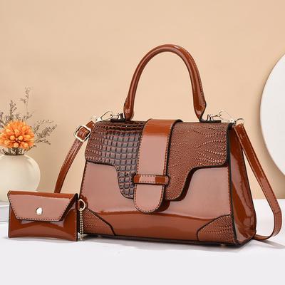 Kleine quadratische Umhängetasche mit Eidechsenmuster Modische, zweiteilige tragbare kleine quadratische Tasche aus hellem Leder