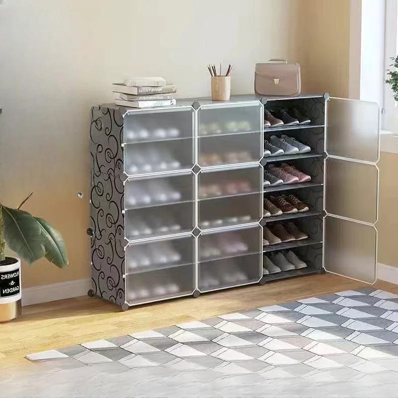 Modern Dorm Plastic Shoe Cabinets Small Portable Narrow Transparent Shoe Rack Shelf White   Entryway Furniture