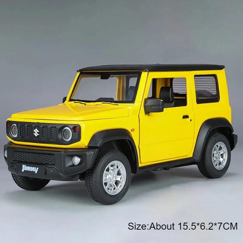

1:Іграшкова модель автомобіля Suzuki Jimny масштабу 24, литий сплав, інерційний, зі звуком, світлом, амортизацією, моделі позашляховиків, подарунки для дітей жовтий