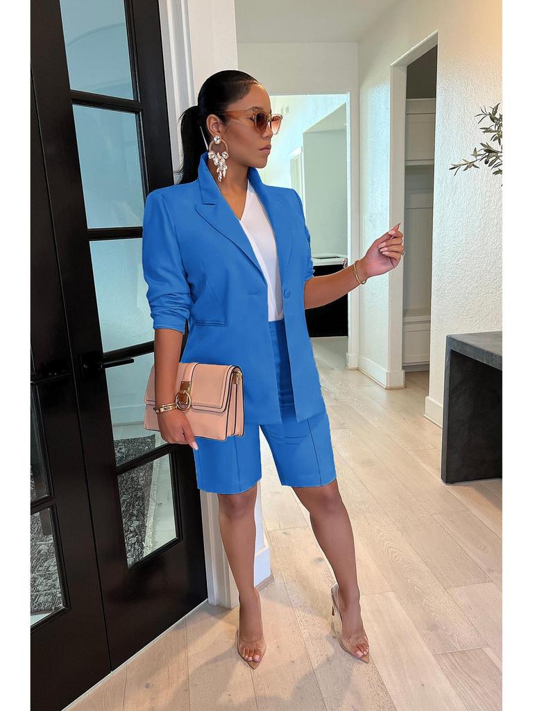 European & American Women's Spring/Summer Casual Suit: Jacket & Shorts Two-Piece Set