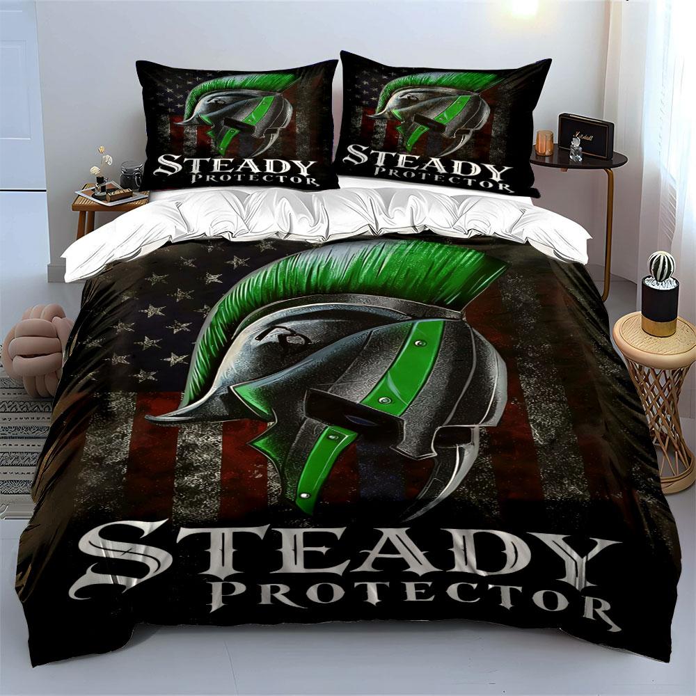 Green mohawk knight helmet. Bedding sets Duvet cover sets Duvet covers Pillowcases(1 * Duvet Cover 2 * Pillowcases without duvet insert)