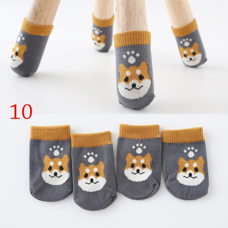 4Pcs Cartoon Chair Leg Knitting Socks Protectors Table Leg Foot Non-Slip Colorful