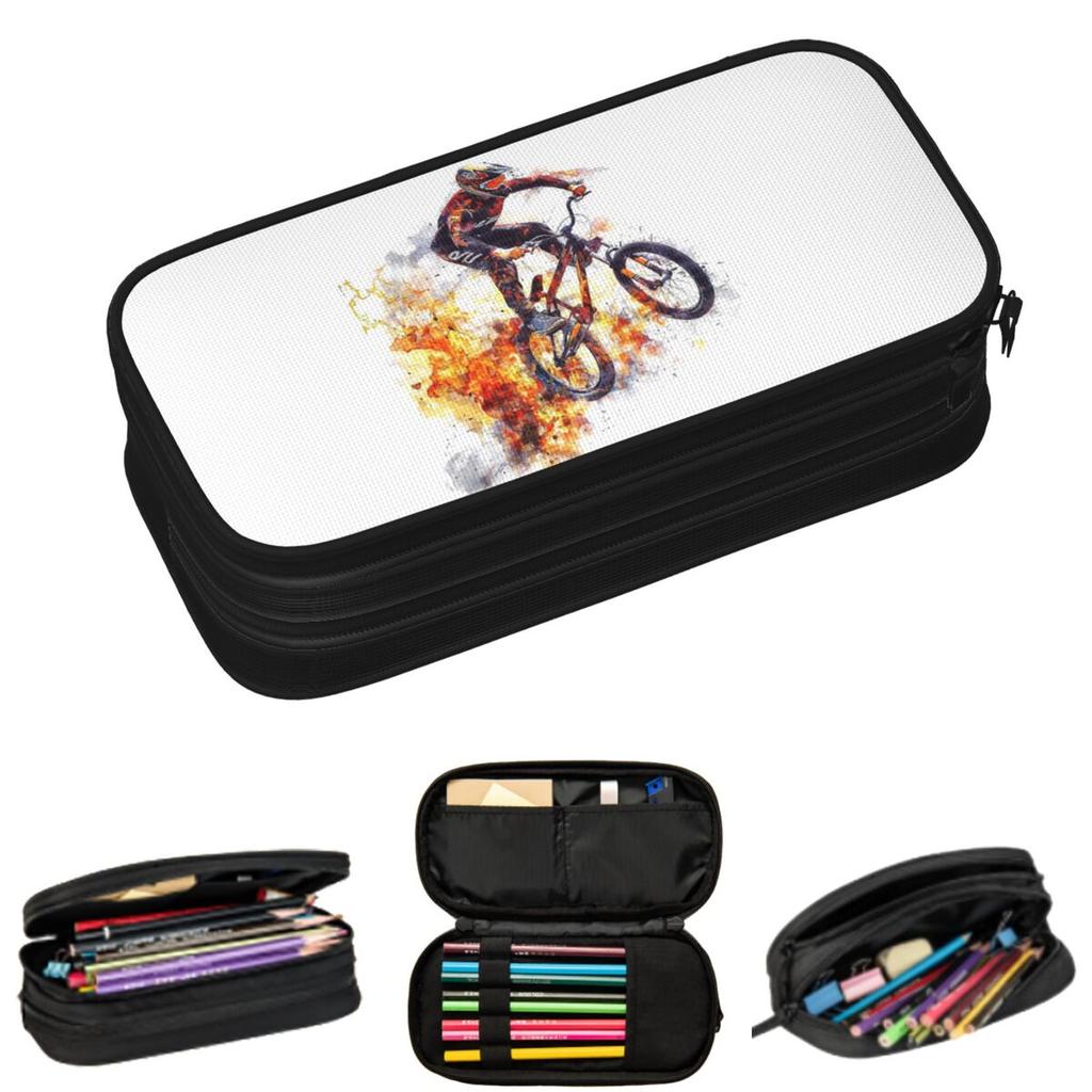 BMX Rider Themed Pencil Cases for Student Gifts Pen Box Pencil Bag Large Capacity Pencil Pouch