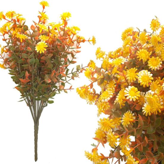 Fall Artificial Flower 7 Fork Realistic Fake Plastic Flower Home Office Wedding