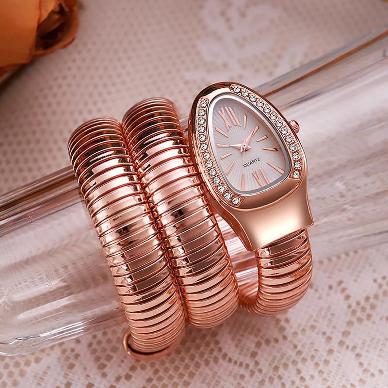 Zhejiang Crafted Snake Shaped Quartz Watch With Elliptical Dial For Trendy Women
