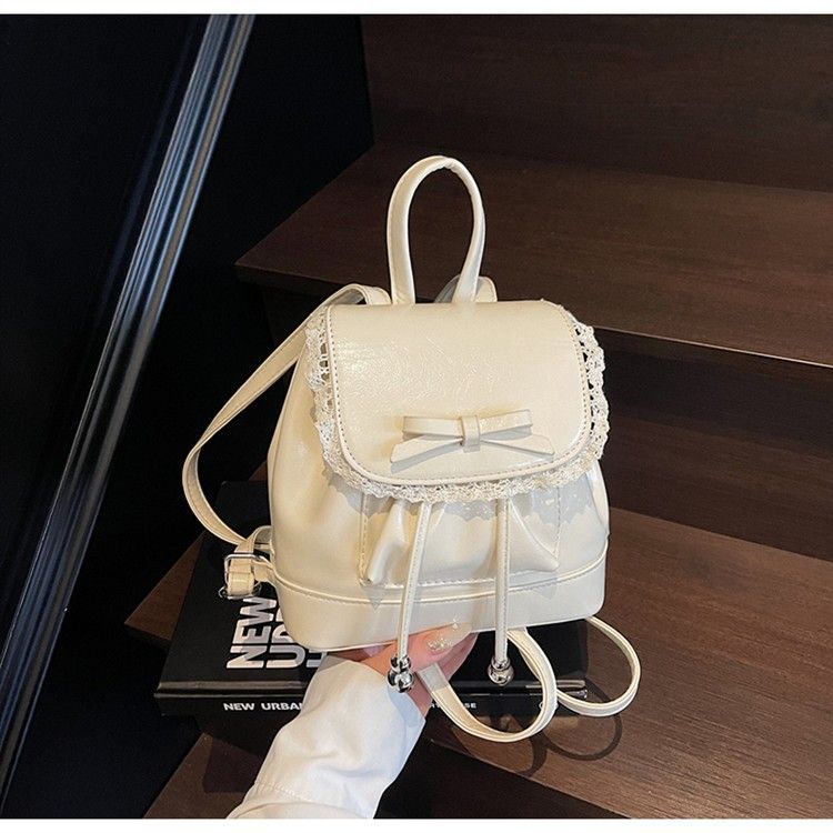 Gentle Wind Lace Bow Niche Mini Backpack Women's New Fashion Versatile Portable Travel Small Backpack
