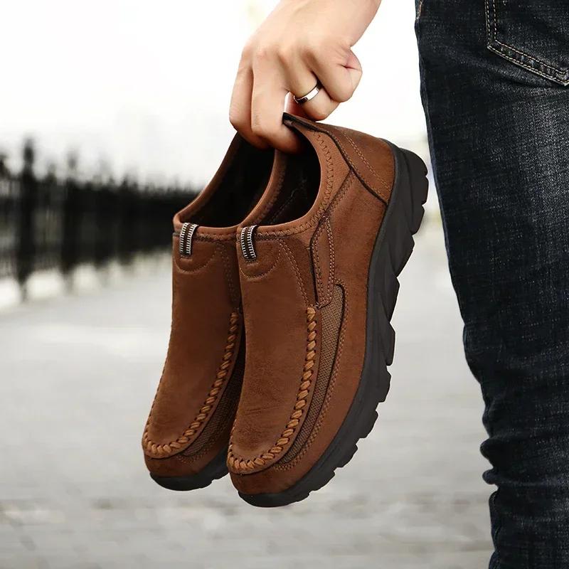 Leather Men Casual Shoes Zapatos Brand New Men Loafers Moccasins Breathable Slip on Driving Shoes Plus Size 39-48 Drop Shipping