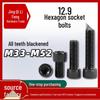 12.9 Grade High-Strength Blackened Hex Socket Cap Screws M33-M52 - Knurled Cylindrical Head Bolts