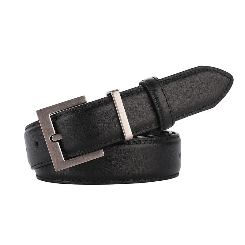 

Women s genuine leather belt - silver buckle, perfect for work pants and jeans - top grain leather чёрный
