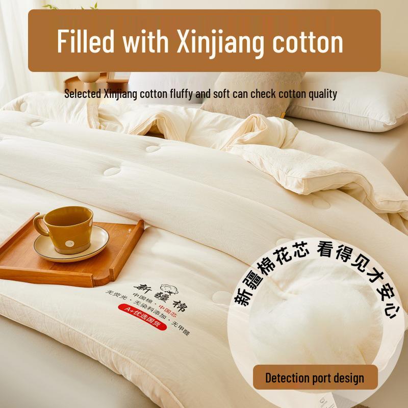 100% Xinjiang Cotton 3D Winter Quilt: Thick, Pure Cotton, All-Season Comfort