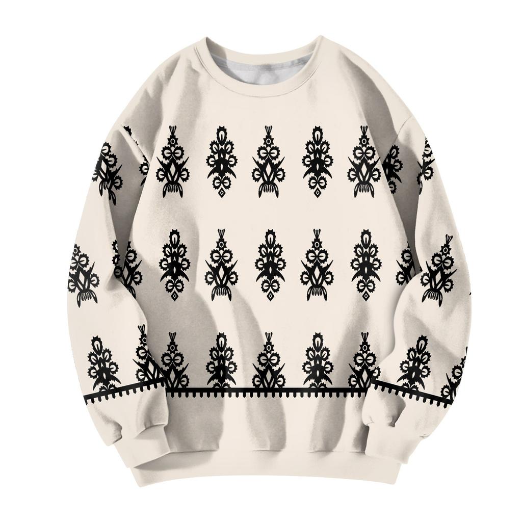 Hauts pour femmes Sweat-shirt à manches longues pour femmes Décontracté Col ras du cou Coupe ample Pollover Hauts en polaire