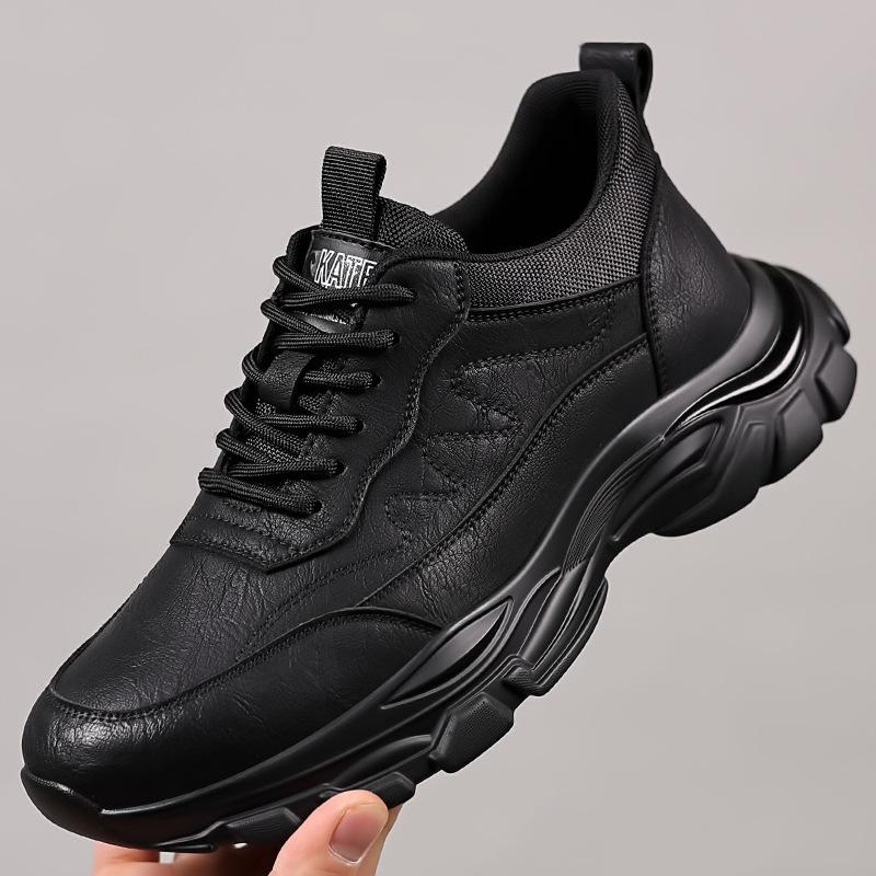 

Молодежная мужская обувь весна и осень повседневная кожаная обувь мужская мягкая подошва универсальная трендовая спортивная обувь мягкая кожа корейская версия трендовая обувь черная 44