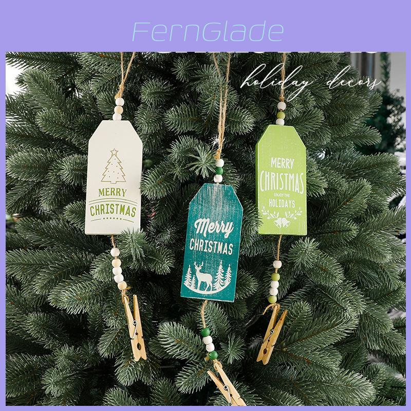 Christmas Themed Pattern Wooden Pendant Decoration Props For Holiday Celebration