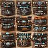 Men's Beaded Bracelet Stacking Set 6-Piece Bohemian Bracelets  Evil Eye Heart Feather Charm Handmade Braided Ethnic Set for Me