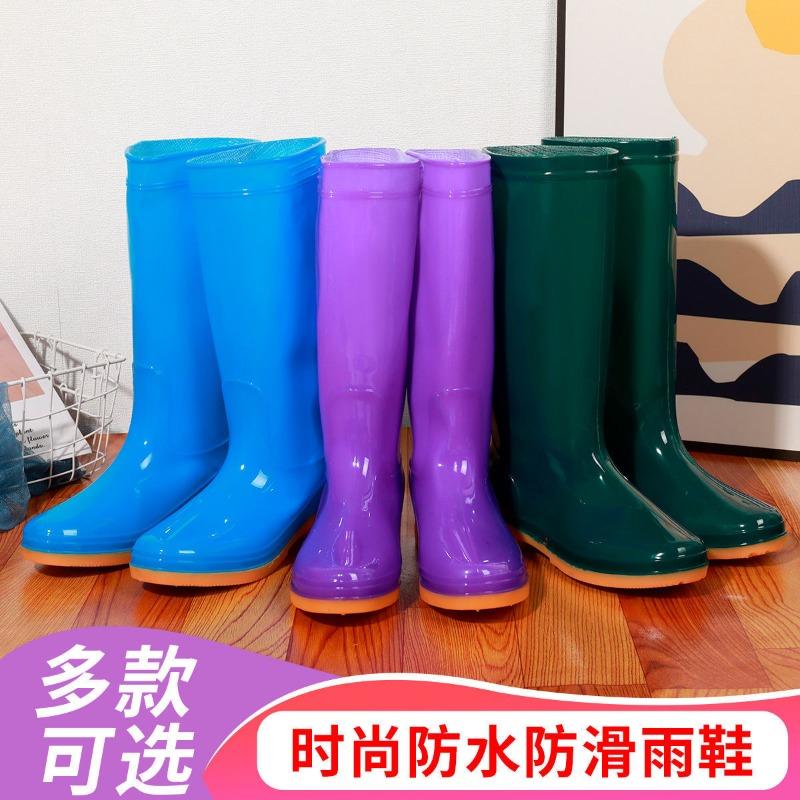 Thickened rain shoes water shoes high tube women's rain boots high tube adult non-slip warm velvet water boots wear-resistant overshoes