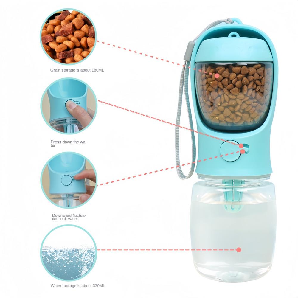 2 In1 Dog Water Bottle With Storage Food And Water Container For Puppy Portable Pets Dog Feeder Bowl Outdoor Travel Pet Supplies