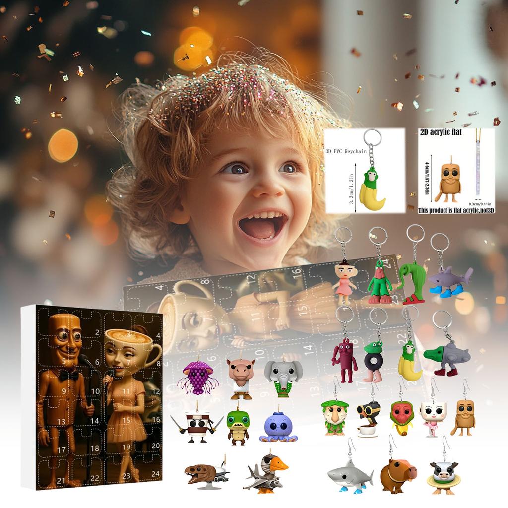 Italian Brainrot Advent Calendar,Halloween Advent Calendar 2025,2D Flat Acrylic Italian Brainrot Toys,24 Day Italian Brain Rot Figurine for Halloween