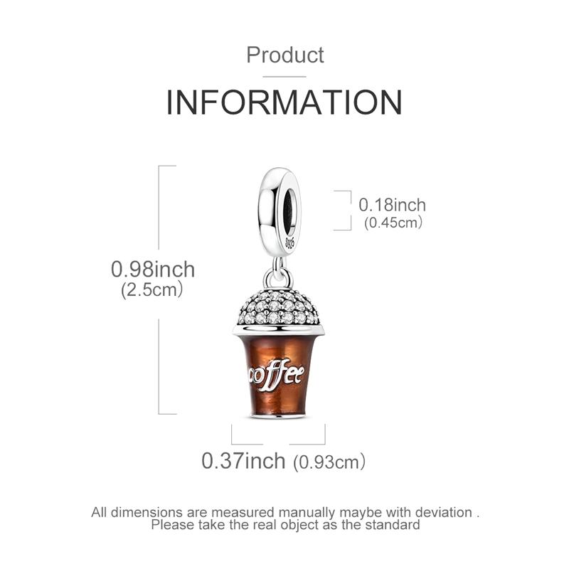 Copper Charms Beads Coffee Hexagram Phone Rings Pendants Fit Women Original Bracelet Diy Jewelry Gift
