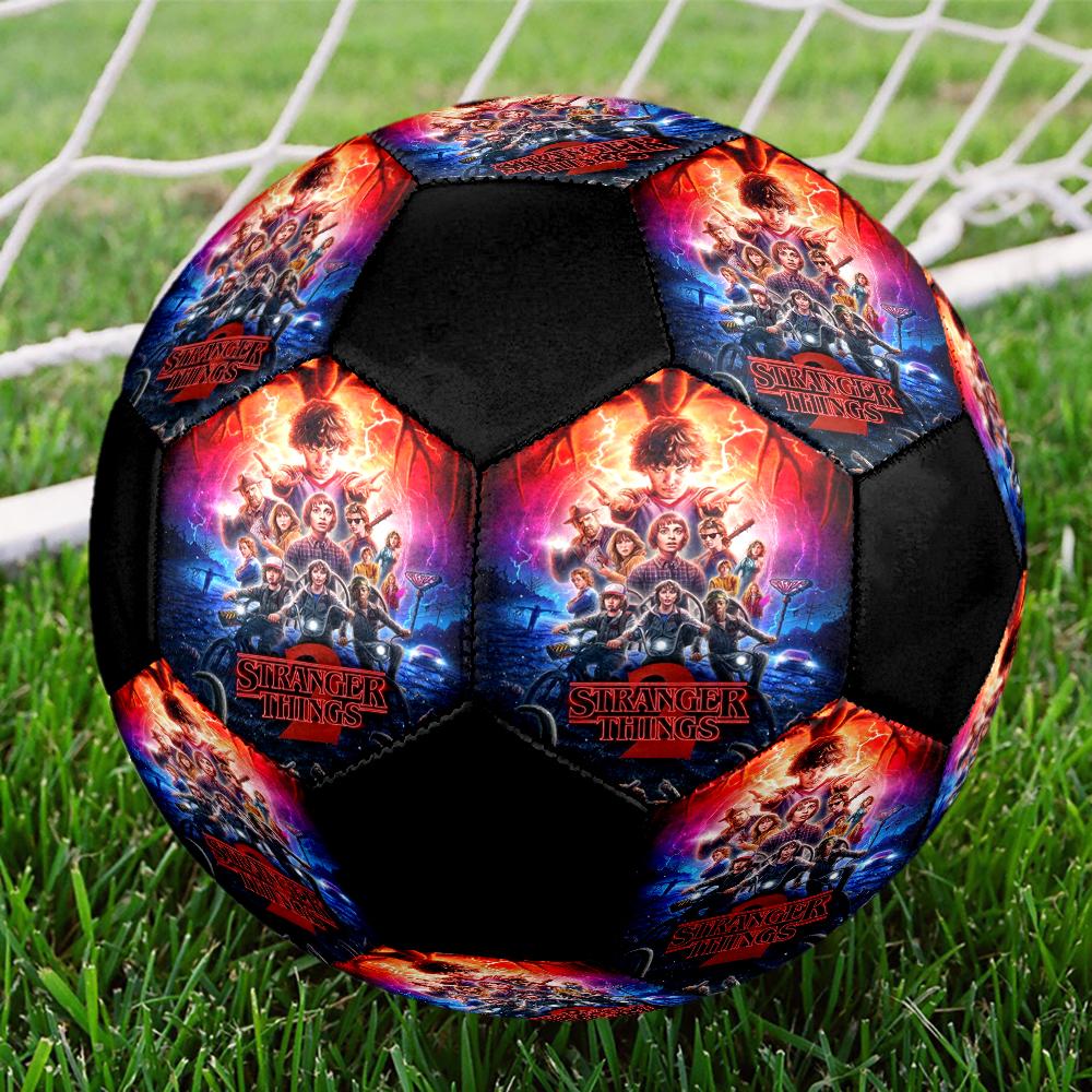 stranger things Indoor Soccer Ball Colorful Machine Stitched PVC Size 5 Team Training Competition Ready Durable High-Bounce Cool Sports Gift