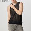 INCERUN Men Sleeveless See Through Hollow Out Beach Vest Tank Topss