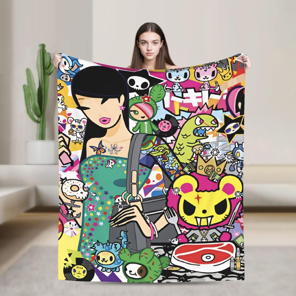 T-Tokidoki-S Warm Soft Blanket Decorative Plush Throw Blanket Street Trend Couch Chair Flannel Bedspread Sofa Bed Cover