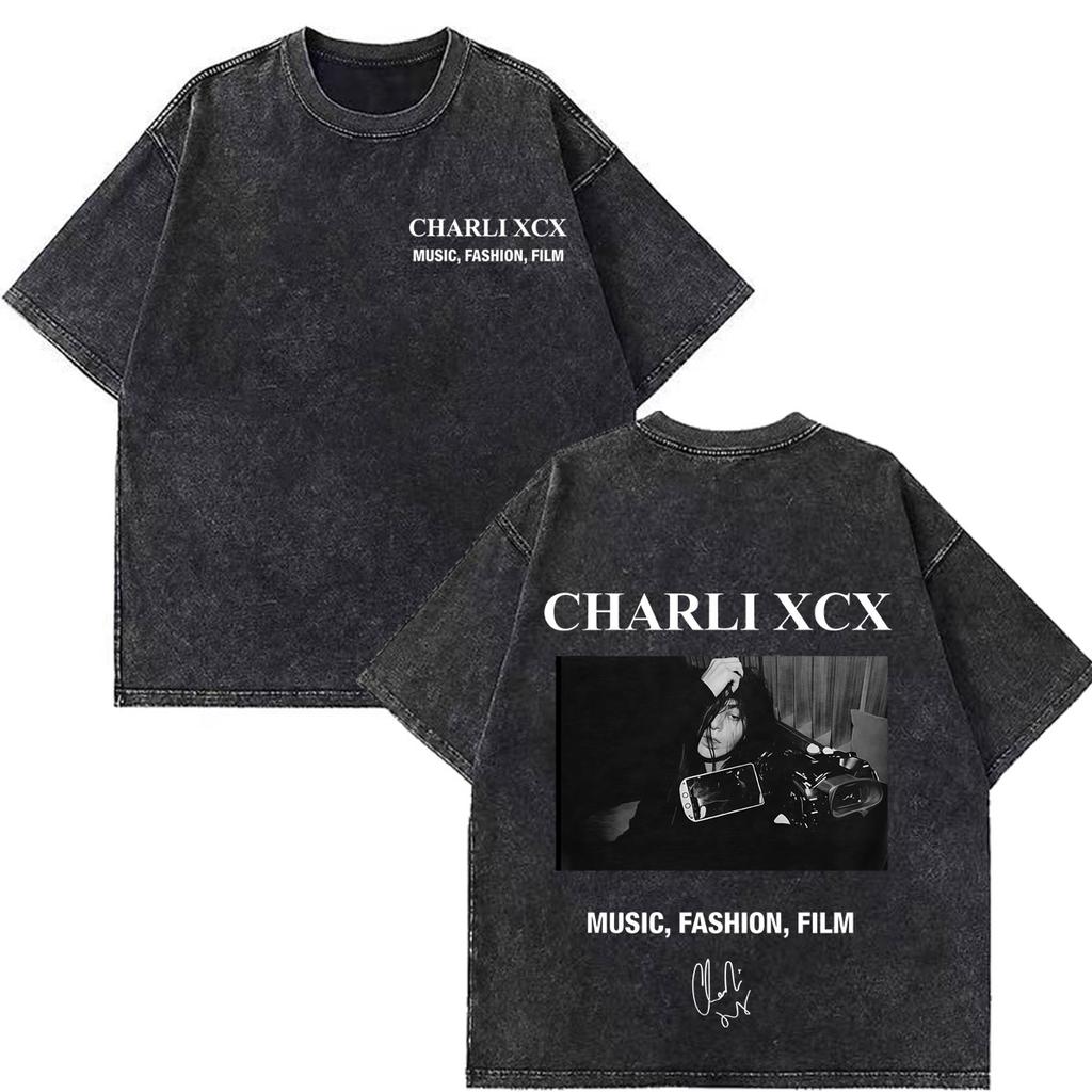 CHARLI XCX Album Music, Fashion, Film Tour 2026 Print T-shirt Men Women Cotton Casual Loose Vintage Washed T Shirt Streetwear
