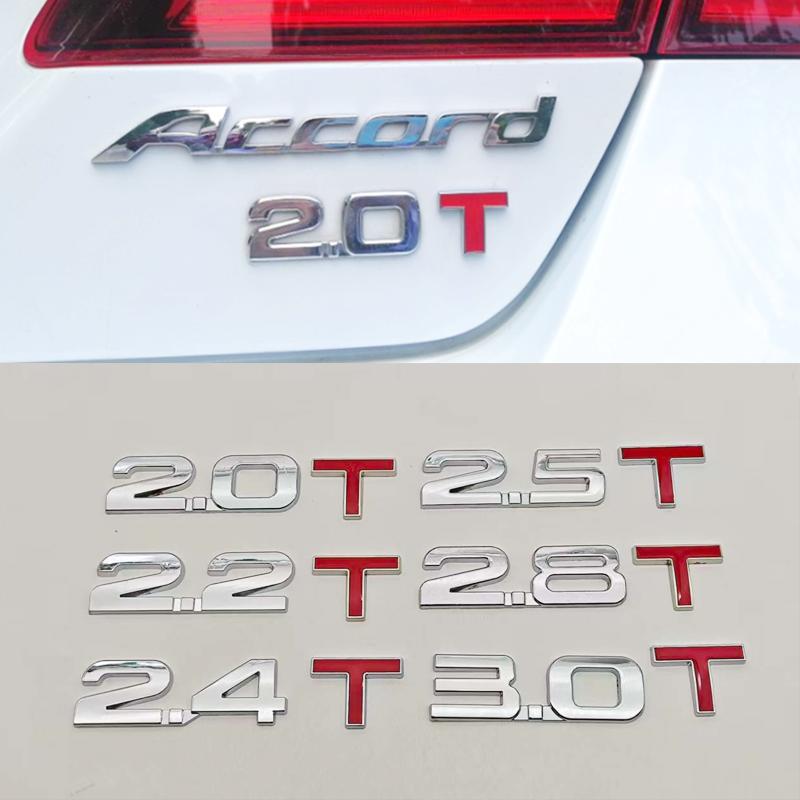1Pcs 2.0T 2.2T 2.4T 2.5T 2.8T 3.0T Premium Metal Car Sticker Side Fender Rear Trunk Emblem Badge Decals For Any Vehicle