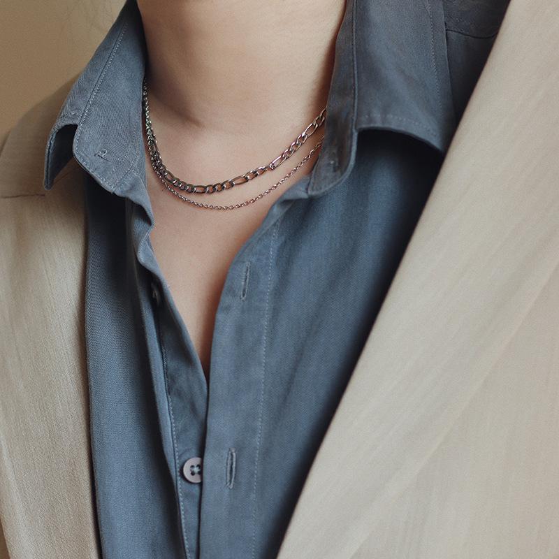 Double Layer Figaro Chain Necklace: Bestselling Titanium Steel Clavicle Accessory for Women
