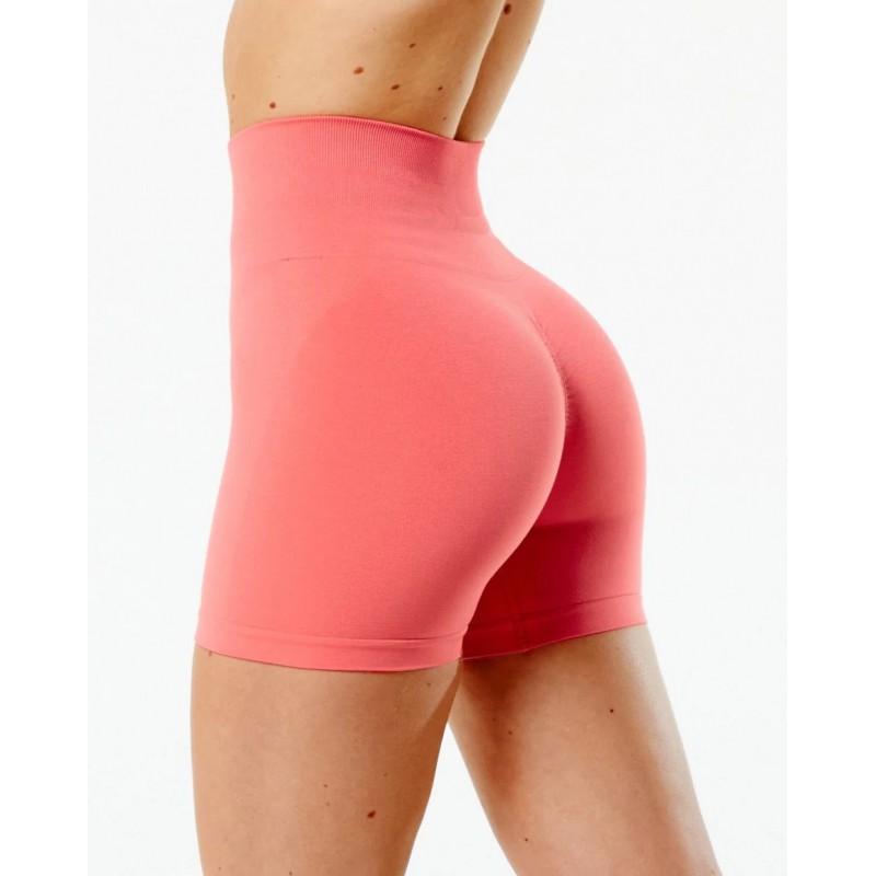 Seamless Side Jacquard Yoga Shorts Women Fitness Workout 3/4 Length High Waist Stretch Gym
