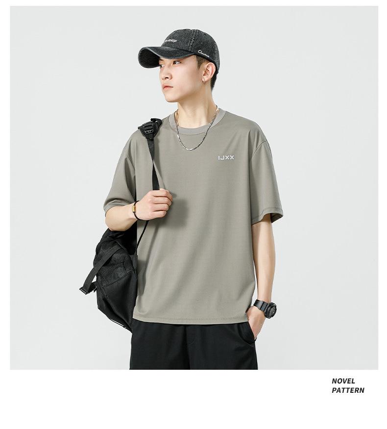 Men's Summer Ice Silk Loose Short Sleeve T-shirt - Cool, Lightweight, Trendy