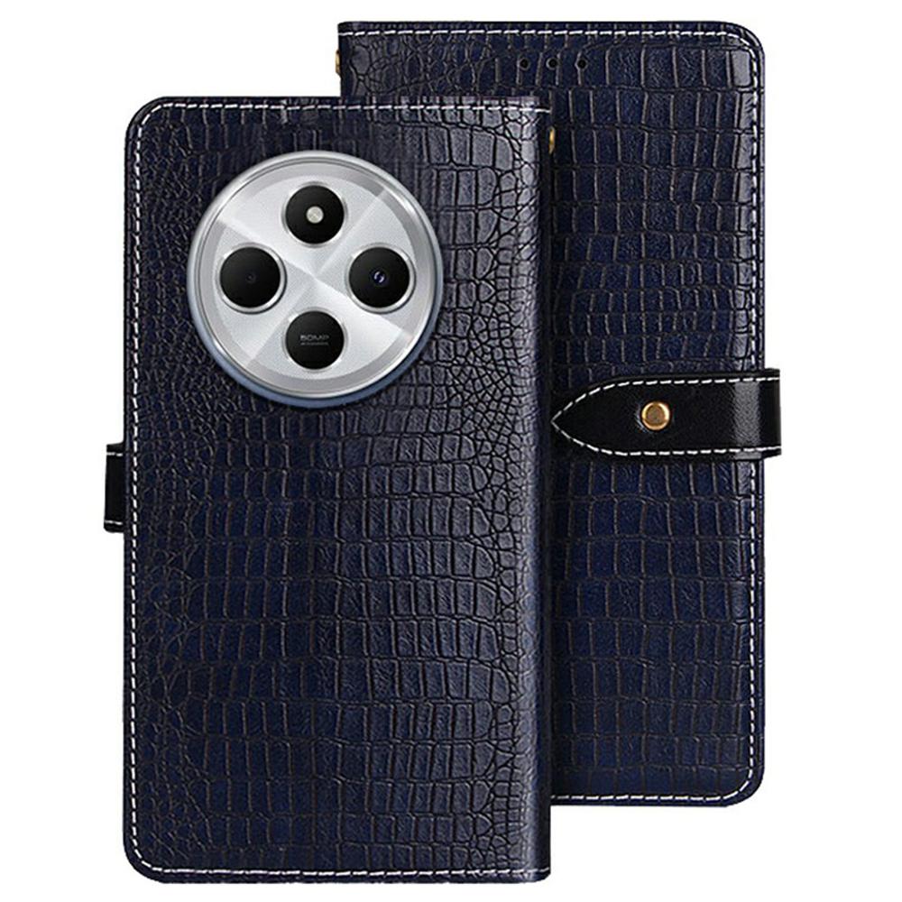 

For Xiaomi Poco C75 4G/Redmi 14R 5G/14C 4G Case Crocodile Texture PU Leather Flip Phone Cover Blue
