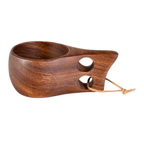 

Деревянная кружка для кофе, чая, молока с ручкой и шнурком, натуральная текстура, туристический стакан для кемпинга, для дома и улицы C