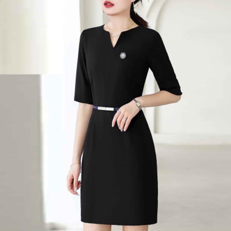 

Women s Professional V-Neck A-Line Mid-Sleeve Dress 3XL