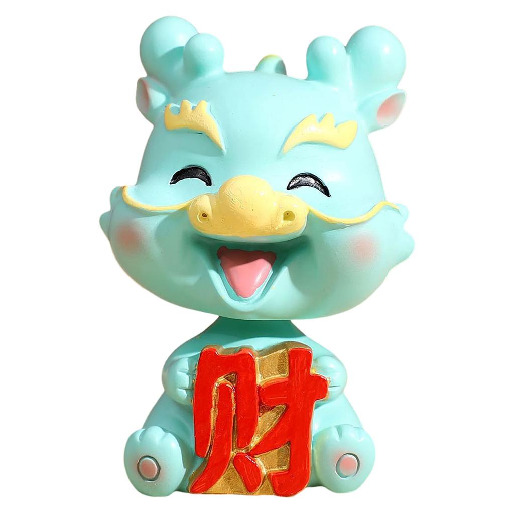 Bobblehead Dragon Decor Resine Car Dashboard Tabletop Ornament with Nodding Head Design for Office Home Cafe Gift