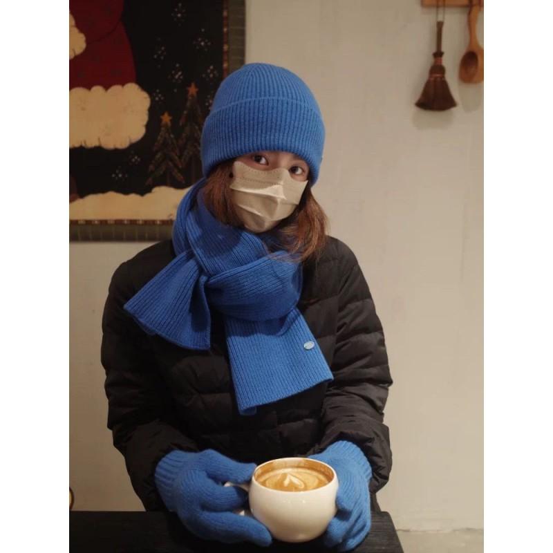 Womens Winter Knit Beanie Scarf Set Warm Windproof Solid Color Ear Protection Hat