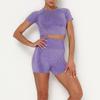 Fashion Women's Seamless Sports Short Sleeve Shorts Yoga Wear Fitness Set