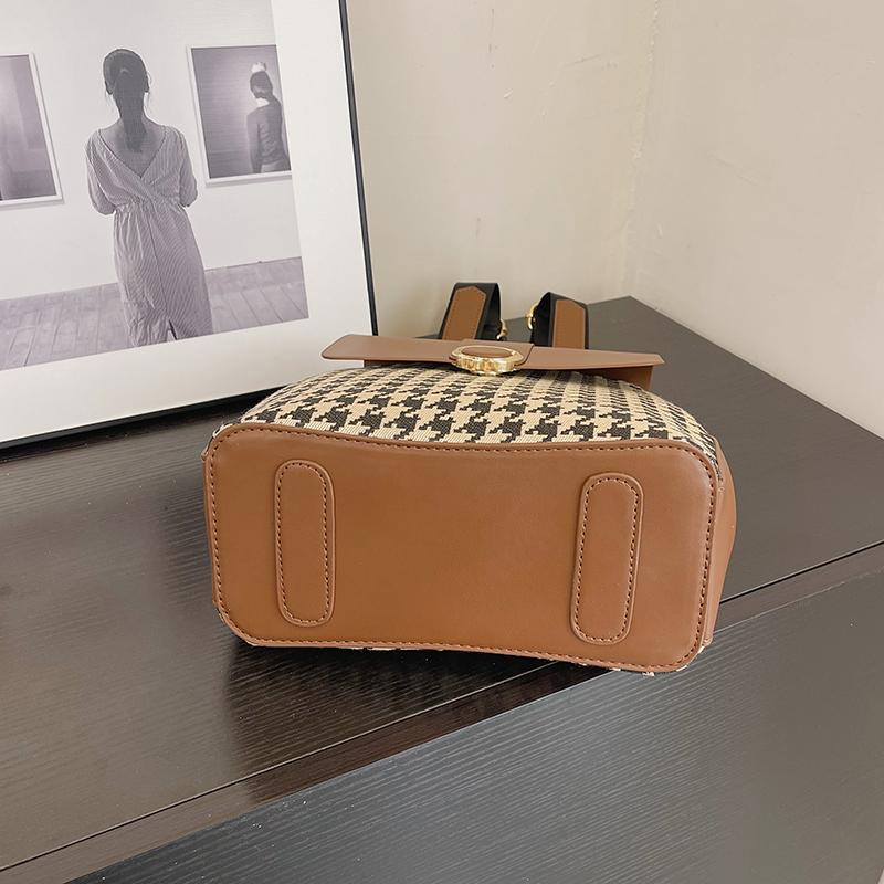 Plaid Commuter Backpack Female Desinvolte New Soft Leather Large Capacity Fashion All-Match Backpack