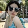 Korean-style fashionable high-definition polarized square-frame sunglasses for women, with a high-end feel, slimming effect for large faces, and UV