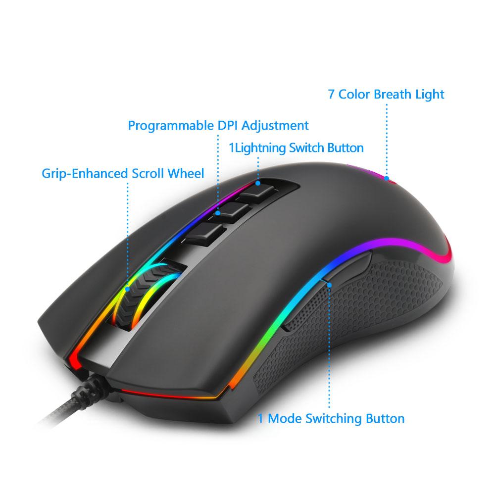 REDRAGON COBRA M711 RGB USB Wired Gaming Mouse 12400 DPI 9 buttons mice Programmable ergonomic for Computer PC Laptop
