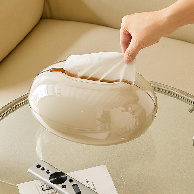 Stylish Tissue Box Cover Holder with Magnetic Pull-Up Design Oval Shape Double Layer Luxury Home Decor