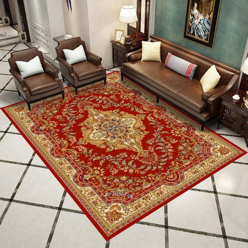 European Classical Carpet Home Printing Living Room Coffee Table Carpet Classical Study Floor Mat Bedroom Bedside Blanket Rug