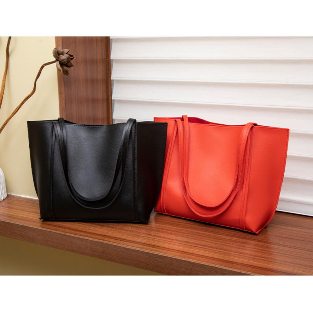Solid Color, Large Capacity Bag, Women's, New Style, Fashionable, Retro, Tote Bag, Versatile, Single Shoulder Mother Bag