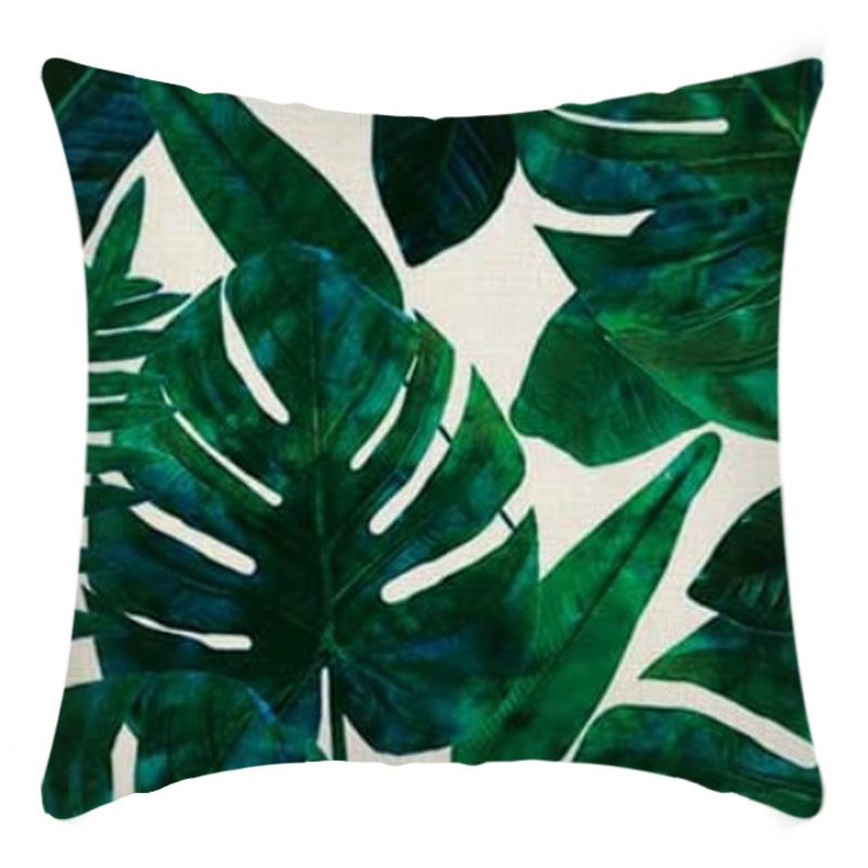 New Tropical Plant Leaves Rainforest Linen Cushion Pillow Cover